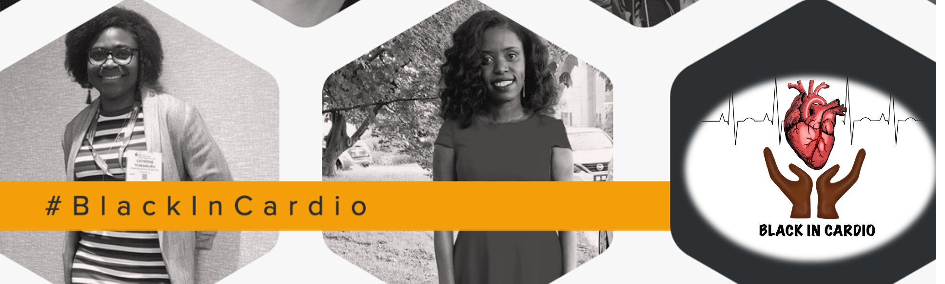 The Black in cardio logo and hashtag on a background of 2 of our organizers, Catherine and Debora
